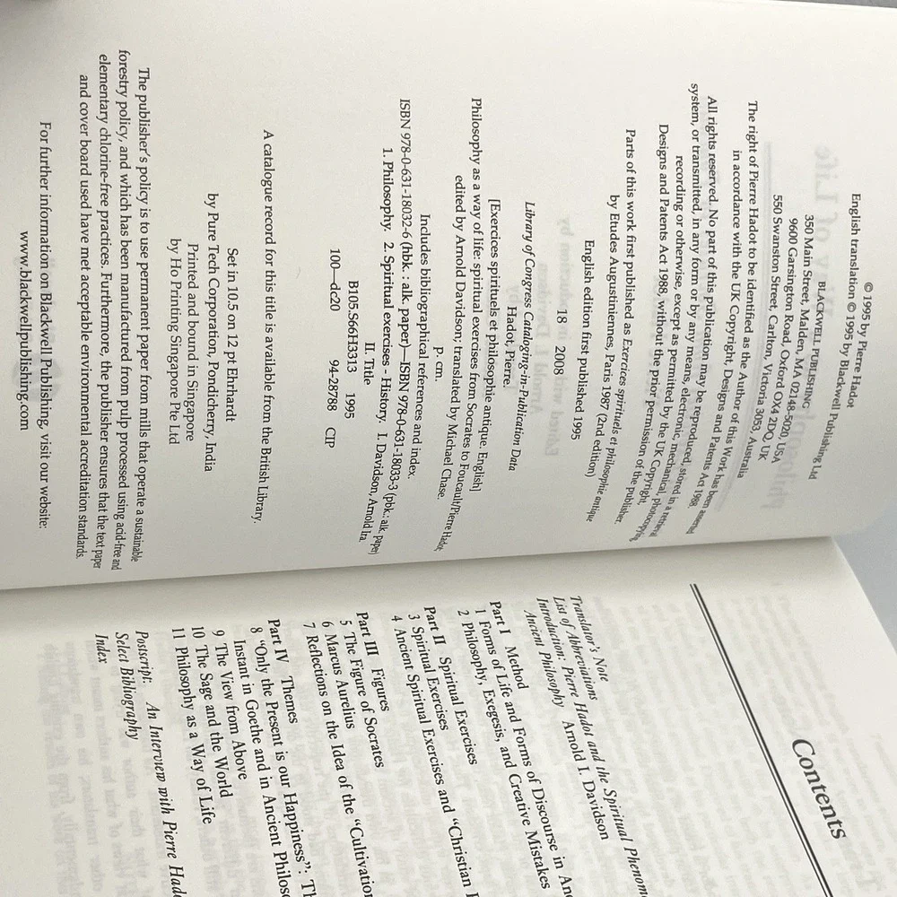 Pierre Hadot Philosophy as a Way of Life Paperback‎ 2008 Blackwell